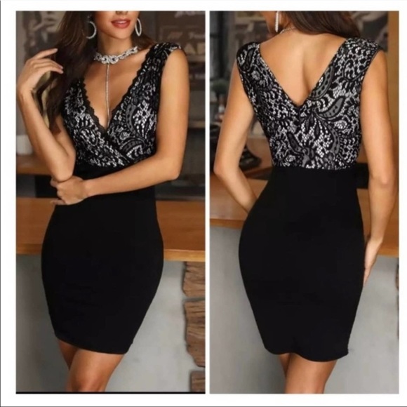 CBR Dresses & Skirts - CBR Black Lace Lined Bodycon Dress New Size Small